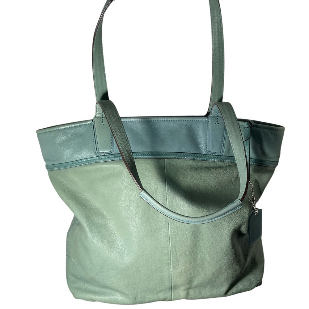 Coach Audrey seafoam aqua leather tote - Picture 2 of 8